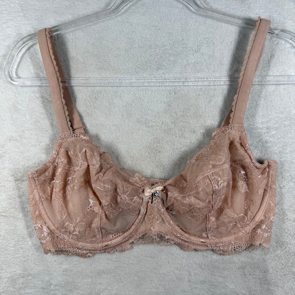 Victoria's Secret Body By Victoria Unlined Demi Lace Bra 34DDD Rose Pink 303189